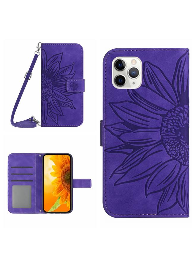 S-TOP Case For iPhone 11 Pro Max Skin Feel Sun Flower Pattern Flip Leather Phone Case with Lanyard - Image 1