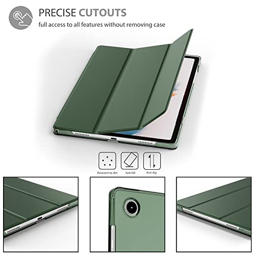 ProElite Smart Flip Case Cover for Samsung Galaxy Tab A8 10.5" SM-X200/ SM-X205/ SM-X207 Translucent Back with Stylus Pen, Dark Green - Image 2