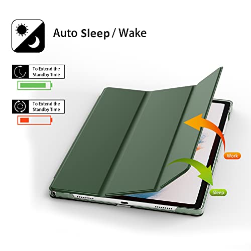 ProElite Smart Flip Case Cover for Samsung Galaxy Tab A8 10.5" SM-X200/ SM-X205/ SM-X207 Translucent Back with Stylus Pen, Dark Green - Image 3