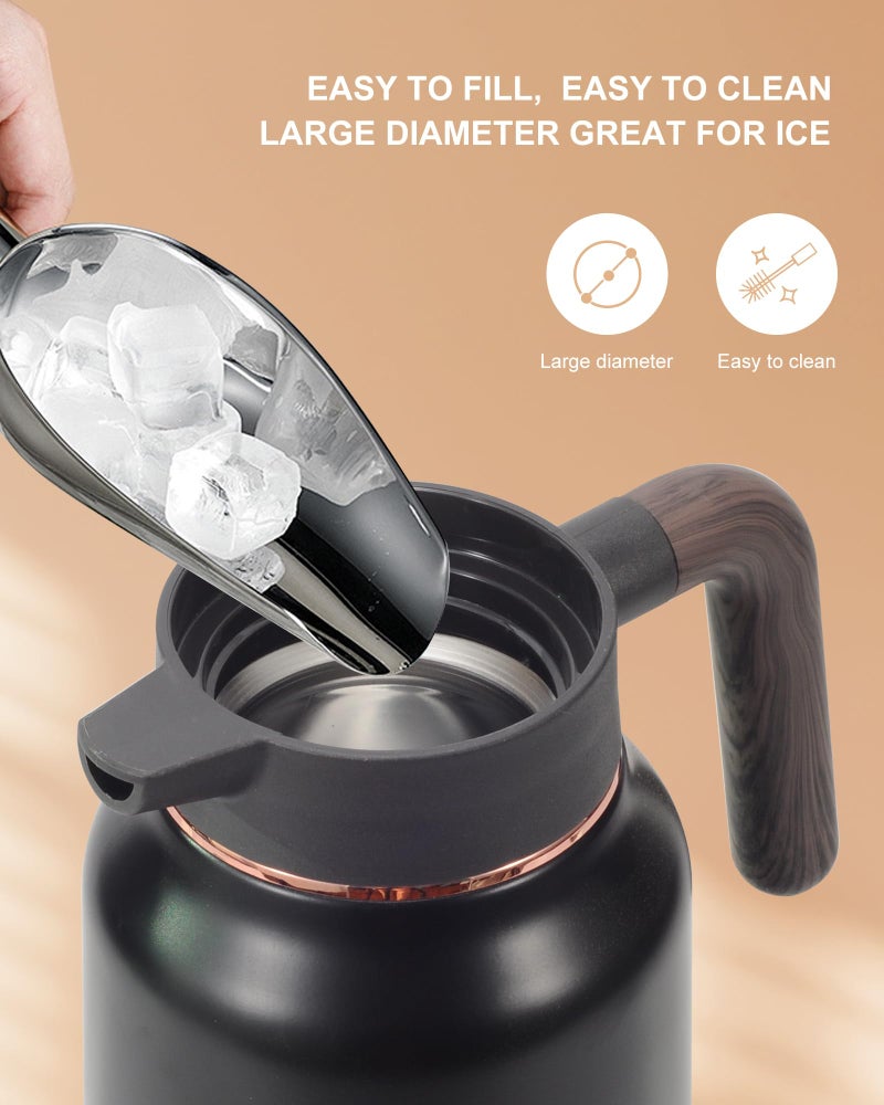 Tgvasz Thermal Coffee Carafe 70 oz - 12 Hour Hot Stainless Steel Carafes for Hot Liquids-Insulated Coffee Carafes For Keeping Hot/Cold Coffee, Tea, Water,Milk, Creamer Dispenser for Coffee Bar(Black) - Image 2