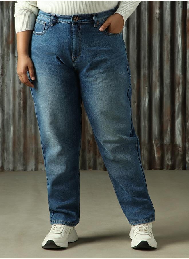 HIGH STAR - Women High-Rise Mom Fit Light Fade Jeans - Image 1