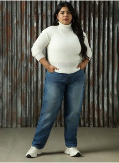 Women High-Rise Mom Fit Light Fade Jeans