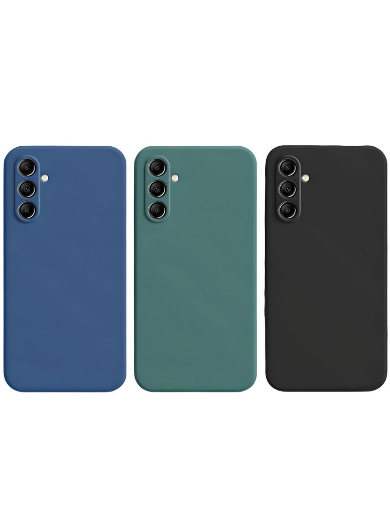 SARAOONT Samsung Galaxy A24 4G 3-Pack Matte Silicone Case Cover - Slim, Colorful, Good Grip (Black, Blue, Green - Image 1