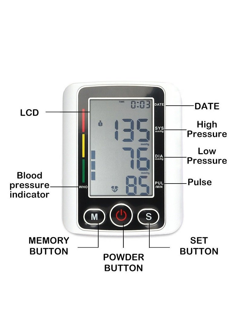 Large Screen Upper Arm Blood Pressure Monitor – Digital BP Machine with LED Display, One-Touch Operation, Adjustable Cuff, Dual-User Memory, Irregular Heartbeat Detection for Home Use