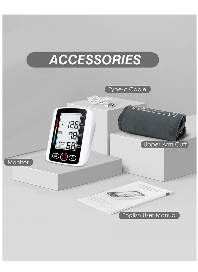 Large Screen Upper Arm Blood Pressure Monitor – Digital BP Machine with LED Display, One-Touch Operation, Adjustable Cuff, Dual-User Memory, Irregular Heartbeat Detection for Home Use