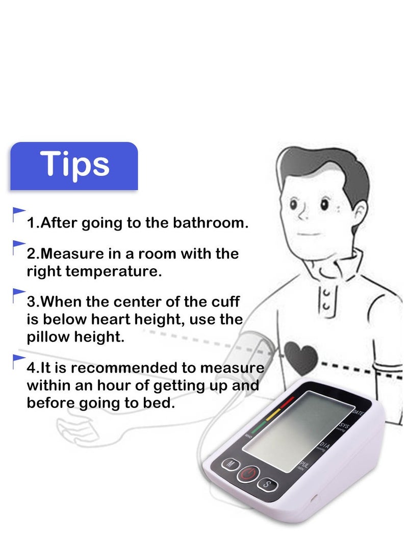 Large Screen Upper Arm Blood Pressure Monitor – Digital BP Machine with LED Display, One-Touch Operation, Adjustable Cuff, Dual-User Memory, Irregular Heartbeat Detection for Home Use