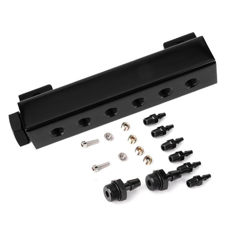 مجموعة استنشاق من الألومنيوم المكتشف T6061 بمعدات CNC مع كتلة فراغ 6 × منفذ 1/8NPT - تصميم Универсальный لالتسعير التلقائي ومجموعة زيادة توربو مخصصة لمكونات إدارة وقود المصممين للسباقات - Image 3