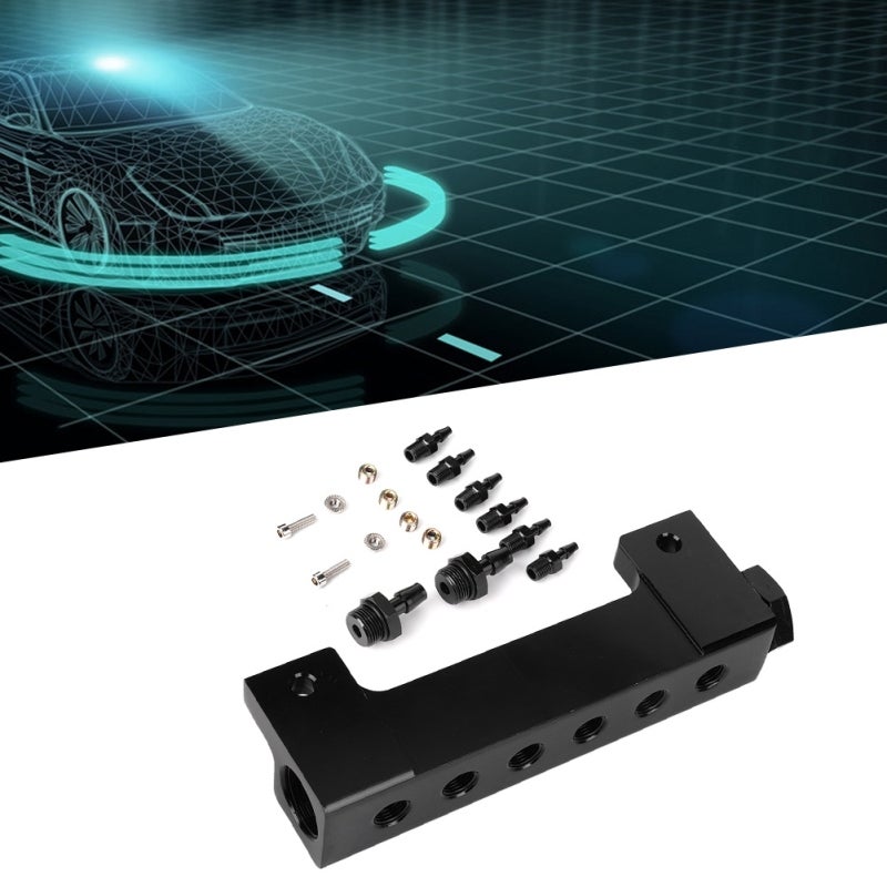 مجموعة استنشاق من الألومنيوم المكتشف T6061 بمعدات CNC مع كتلة فراغ 6 × منفذ 1/8NPT - تصميم Универсальный لالتسعير التلقائي ومجموعة زيادة توربو مخصصة لمكونات إدارة وقود المصممين للسباقات - Image 4