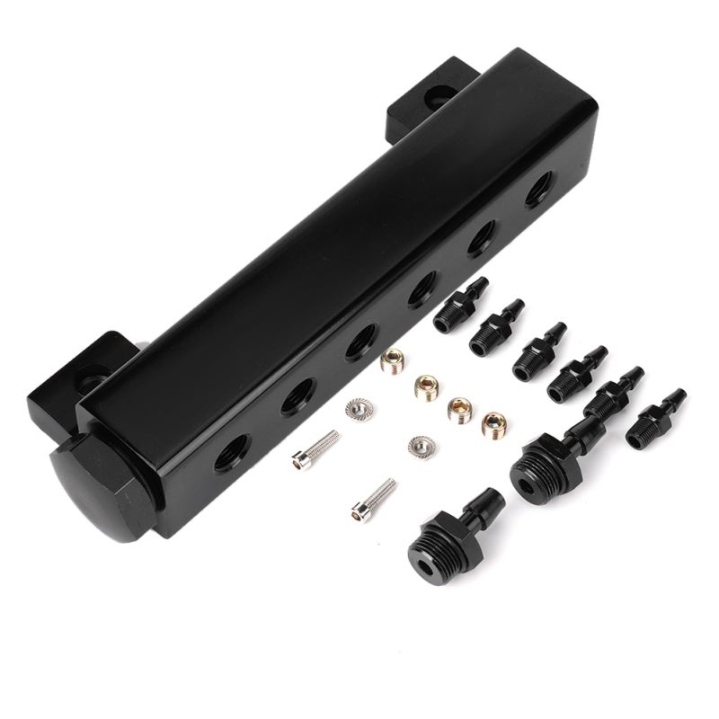مجموعة استنشاق من الألومنيوم المكتشف T6061 بمعدات CNC مع كتلة فراغ 6 × منفذ 1/8NPT - تصميم Универсальный لالتسعير التلقائي ومجموعة زيادة توربو مخصصة لمكونات إدارة وقود المصممين للسباقات - Image 2