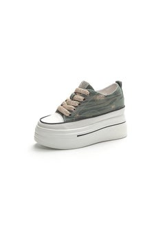Korean-style Canvas Height-increasing Womens Shoes 8cm Autumn New Small Size Rhinestone Thick-soled sneaker All-match Casual Platform ShoesBlue theme Blue theme