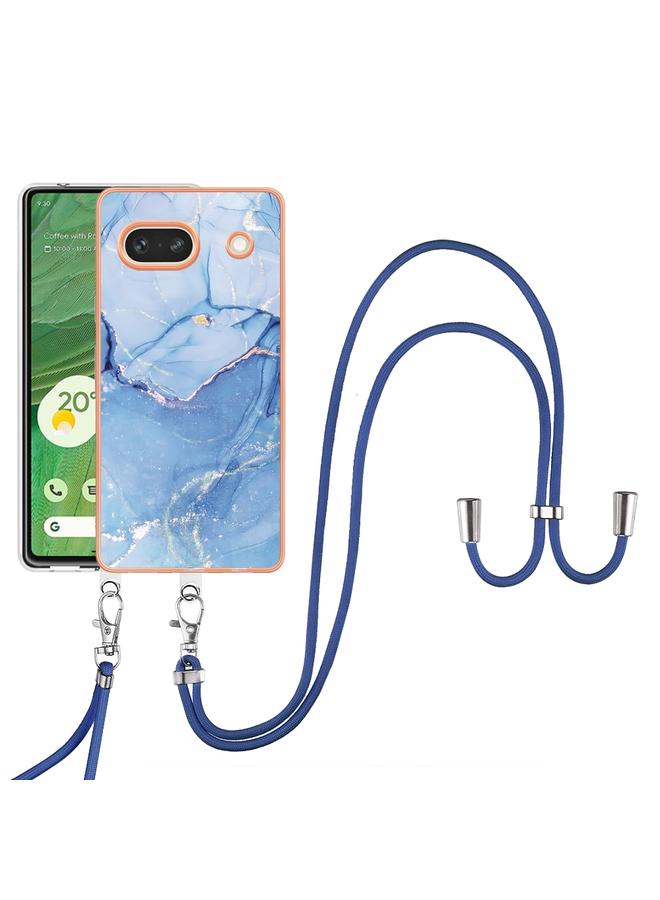 جرين تايجر جراب لهاتف Google Pixel 7A، جراب هاتف IMD مزدوج الجوانب مطلي بالرخام الكهربائي مع حبل - Image 1