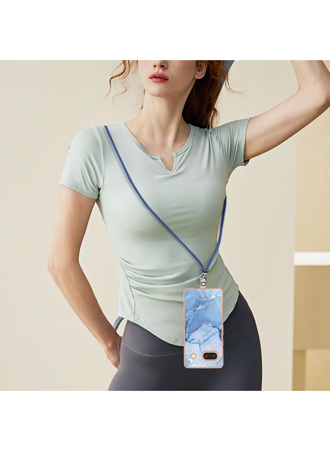 جرين تايجر جراب لهاتف Google Pixel 7A، جراب هاتف IMD مزدوج الجوانب مطلي بالرخام الكهربائي مع حبل - Image 5