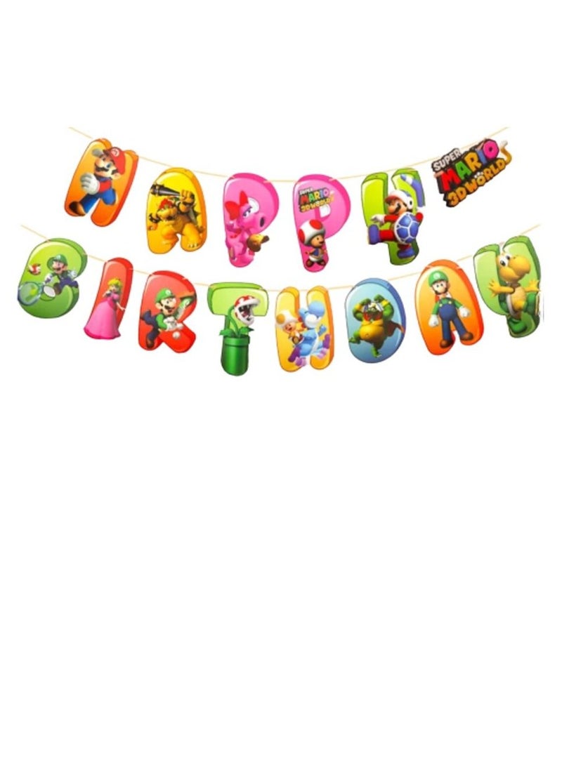 Tamona Super Mario Happy Birthday Banner - Image 1