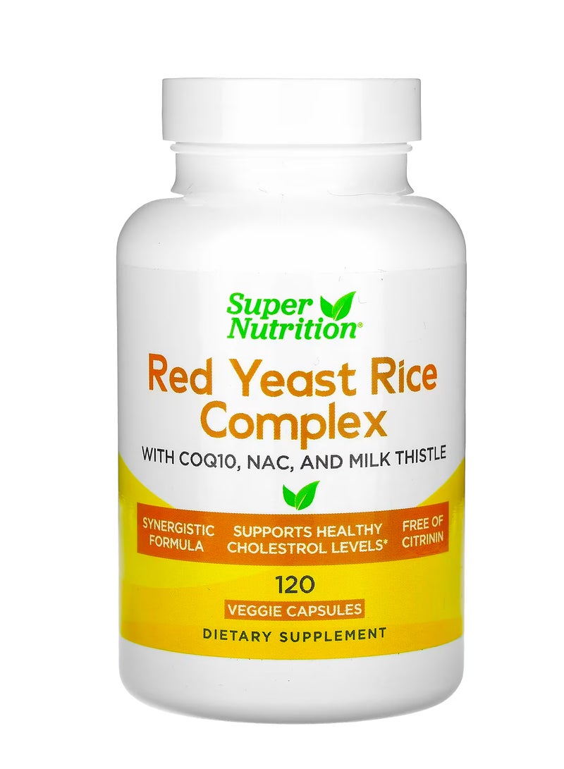 سوبر نيوتريشين مركب أرز الخميرة الحمراء، 120 كبسولة نباتية