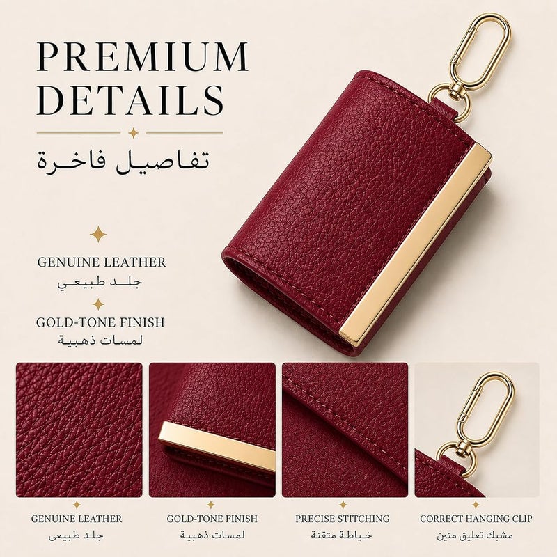 KeyAmor Tawy Foldable Tote Bag in Red Packable Shoulder Bag with Premium Leather Pouch & Gold Clip Lightweight Waterproof Travel Shopping Bag for Women - Image 2
