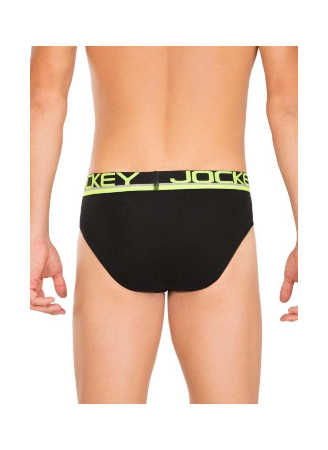 JOCKEY - Jockey Men Cotton Briefs Pack of 1 FP01 Black and Neon Yellow Large Black and Neon Yellow L - Image 1