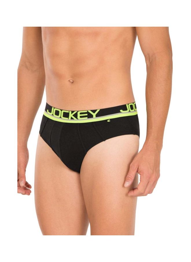 JOCKEY - Jockey Men Cotton Briefs Pack of 1 FP01 Black and Neon Yellow Large Black and Neon Yellow L - Image 1