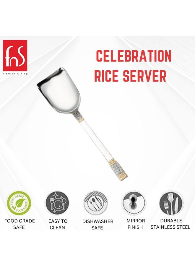 FNS FnS Celebration Rice Server 24 Karat Gold Plated Serving Spoon (1 Rice Server, Stainless Steel)  - Image 3