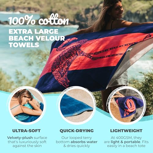 Nova Blue Flamingo Beach Towel – Pink and Purple with A Cute Design, Extra Large, XL (34”x 63”) Absorbent & Portable, Lightweight, Pink Beach Towel, Made from 100% Cotton - Image 2