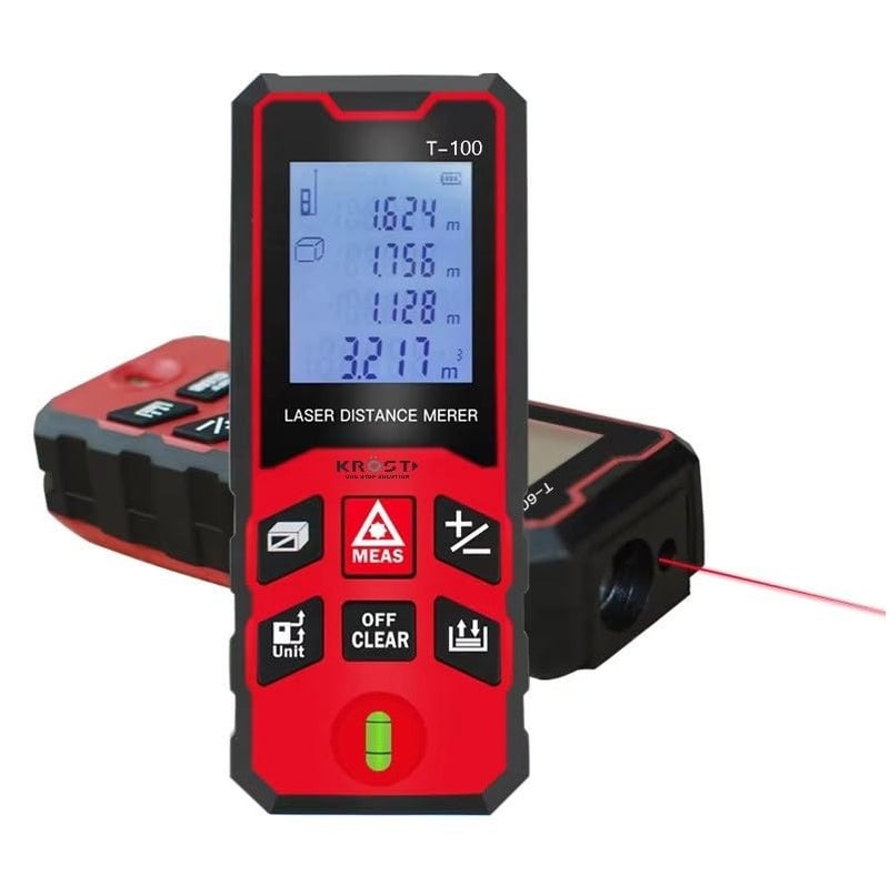 KROST KROST Laser Distance Meter 100M Range Digital Measuring Tape with Backlit Display Data Record Multiple Measurement Modes Measure Distance Area and Volume IP54 Waterproof 100m  - Image 1