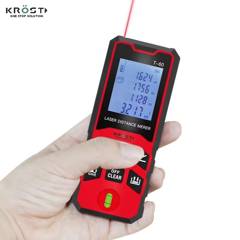 KROST KROST Laser Distance Meter 100M Range Digital Measuring Tape with Backlit Display Data Record Multiple Measurement Modes Measure Distance Area and Volume IP54 Waterproof 100m  - Image 5