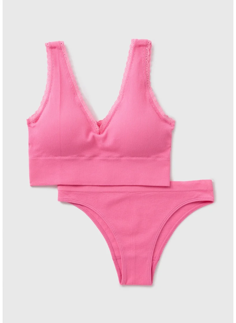 Matalan Pink Seamless Bra & Brief Set
