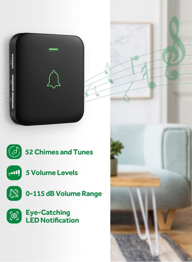 AVANTEK Doorbell Wireless Cordless with 1 Portable Receiver Battery Powered (Batteries Included), 1000ft Waterproof Door Bell, Door Chime kit with 52 Melodies, 5 Volume Levels CD Quality Sound, BA-11 - Image 3