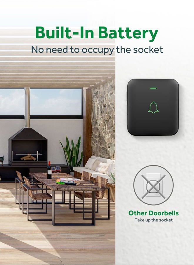 AVANTEK Doorbell Wireless Cordless with 1 Portable Receiver Battery Powered (Batteries Included), 1000ft Waterproof Door Bell, Door Chime kit with 52 Melodies, 5 Volume Levels CD Quality Sound, BA-11 - Image 2