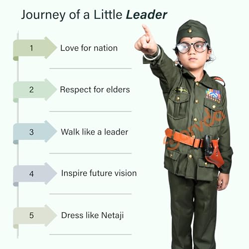 Sarvda Netaji Subhash Chandra Bose Dress Set For Kids | National Hero Freedom Fighter Costume For Boys & Girls | Subhash Chandra Bose Dress For Annual Function, Schools Plays & Competition 3-4 Years - Image 3
