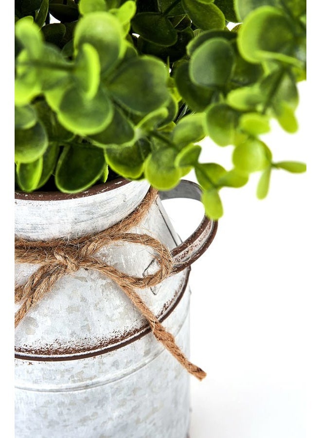 Dahey Metal Flower Vase with Artificial Eucalyptus Rustic Shabby Chic Milk Can Farmhouse Decor Galvanized Jug Planter Fake Plants in Decorative Tin Vase for Table Centerpieces Bedroom Kitchen Decor - Image 5