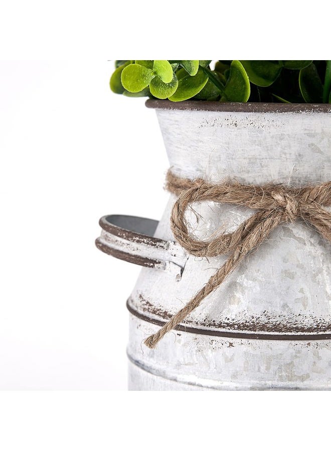 Dahey Metal Flower Vase with Artificial Eucalyptus Rustic Shabby Chic Milk Can Farmhouse Decor Galvanized Jug Planter Fake Plants in Decorative Tin Vase for Table Centerpieces Bedroom Kitchen Decor - Image 4