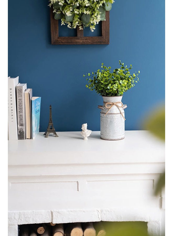 Dahey Metal Flower Vase with Artificial Eucalyptus Rustic Shabby Chic Milk Can Farmhouse Decor Galvanized Jug Planter Fake Plants in Decorative Tin Vase for Table Centerpieces Bedroom Kitchen Decor - Image 3