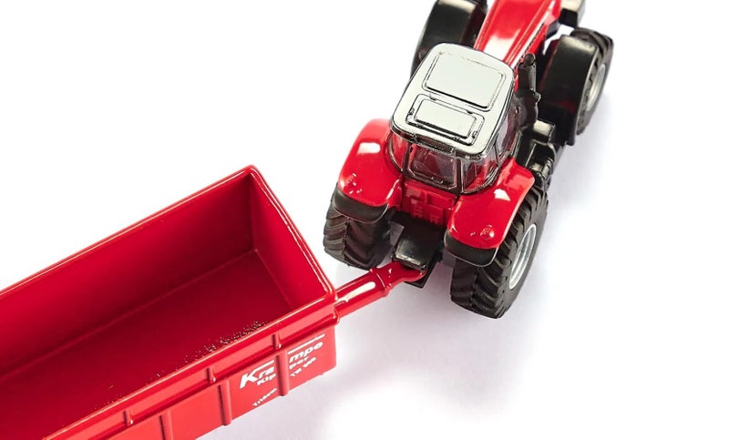 Siku 1844, Massey Ferguson Tractor with Trailer, 1:87, Metal/Plastic, Red, Tiltable Trailer - Image 4