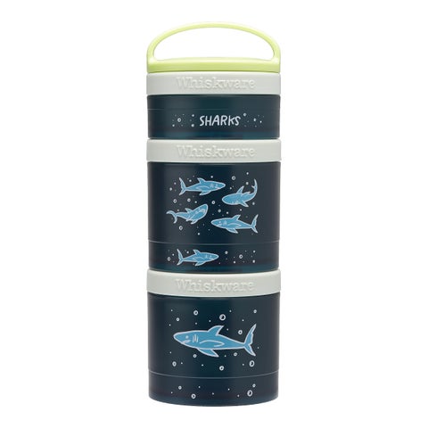 Whiskware Stackable Snack Containers for Kids and Toddlers 3 Stackable Snack Cups for School or Travel Sharks