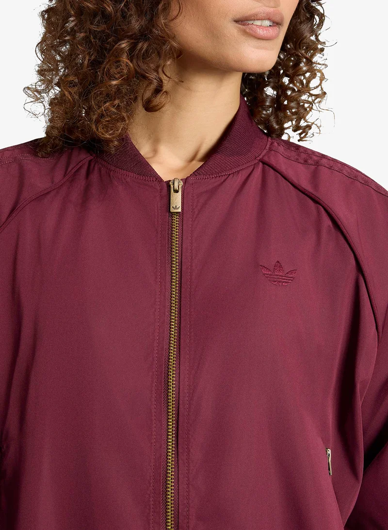 Adidas Originals MAROON Layered Bomber Jacket for Women | Best Price UAE