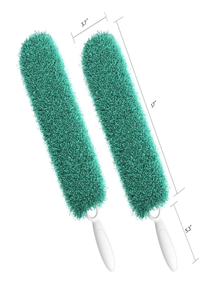 EHOMGUI Microfiber Duster with Handle and Washable Duster Head, Dusters for Cleaning,Green, Reusable Cleaning Tool,2PCS - Image 1