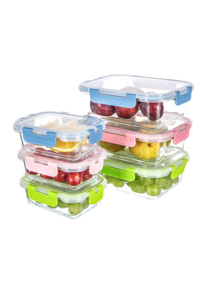 Snap Glass Lunch Box Microwave Heatable Lunch Box Special Bowl For Office Workers 12 Pieces Suit Lunch Box-Specifications:15-piece Set-Color:Lake Blue  - Image 5