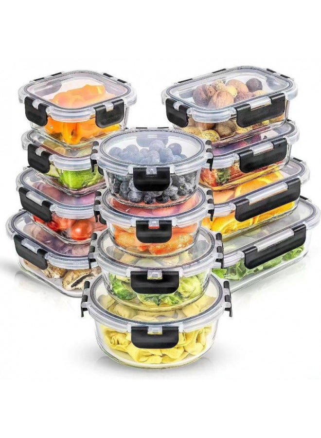 Snap Glass Lunch Box Microwave Heatable Lunch Box Special Bowl For Office Workers 12 Pieces Suit Lunch Box-Specifications:15-piece Set-Color:Lake Blue  - Image 3