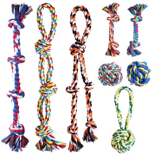 Aitmexcn Dog Rope Toys for Large and Medium Aggressive Chewers 8 Pack Heavy Duty Dog Rope Toy for Large Dental Cleaning Chew Toys Tug Toy for Boredom 100 Cotton Indestructible Pet Toy - Image 1