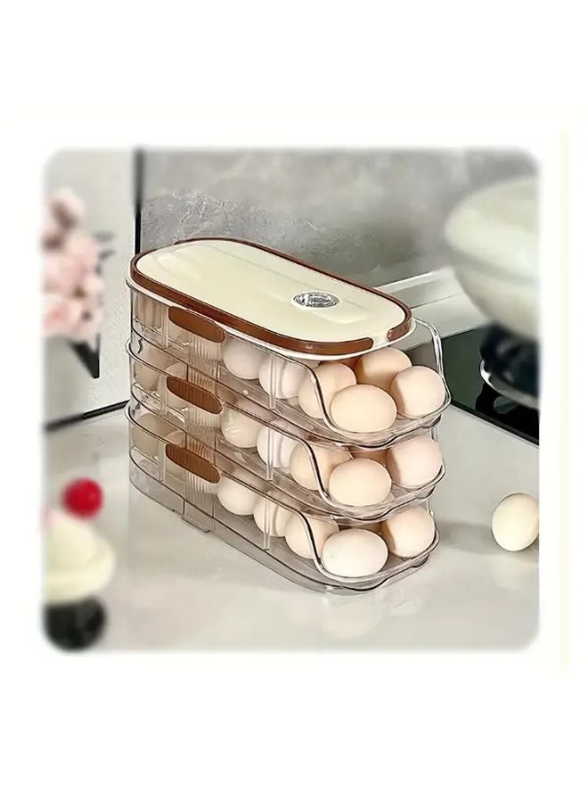 Double Row Two Layers Portable Refrigerator Egg Dispenser Adjustable Rolling Storage Box - Image 4
