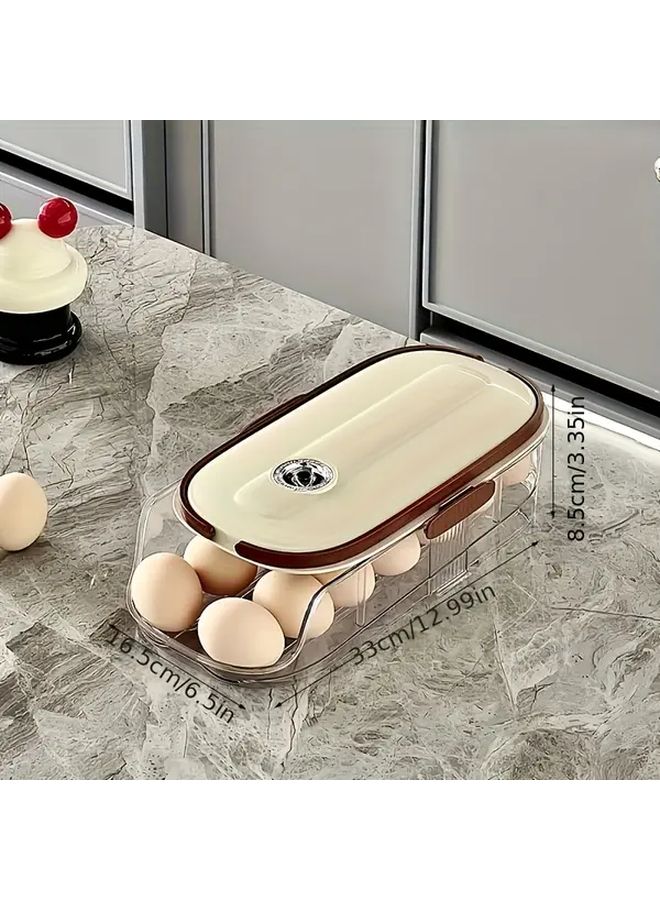 Double Row Two Layers Portable Refrigerator Egg Dispenser Adjustable Rolling Storage Box - Image 5