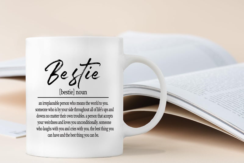 QASHWEY Bestie Definition Coffee Mugs Mug,Best Friend Bestie BFF Soul Sister Gifts for Women Teen Girls,Inspirational Friendship Gifts Double Side Printed Ceramic Mug Cup 11 Ounce - Image 4
