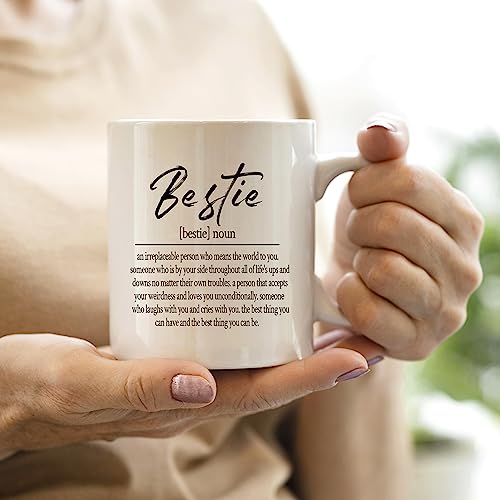 QASHWEY Bestie Definition Coffee Mugs Mug,Best Friend Bestie BFF Soul Sister Gifts for Women Teen Girls,Inspirational Friendship Gifts Double Side Printed Ceramic Mug Cup 11 Ounce - Image 2