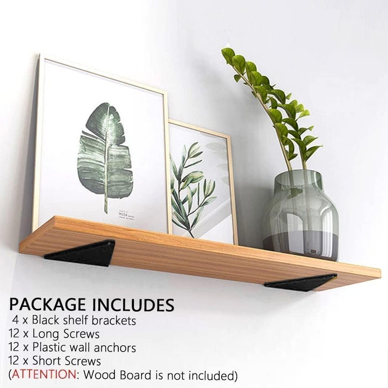 AUTOHJ 8 Packs Floating Shelf Brackets 6 Inch Small Shelf Brackets, Floating Shelf Bracket 6 Inch, Floating Shelves Brackets, Space-Saving Triangle Hidden Shelf Brackets For Home Decor - Image 2