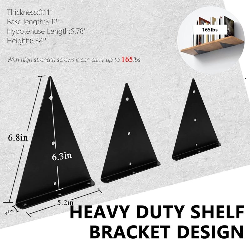 AUTOHJ 8 Packs Floating Shelf Brackets 6 Inch Small Shelf Brackets, Floating Shelf Bracket 6 Inch, Floating Shelves Brackets, Space-Saving Triangle Hidden Shelf Brackets For Home Decor - Image 5