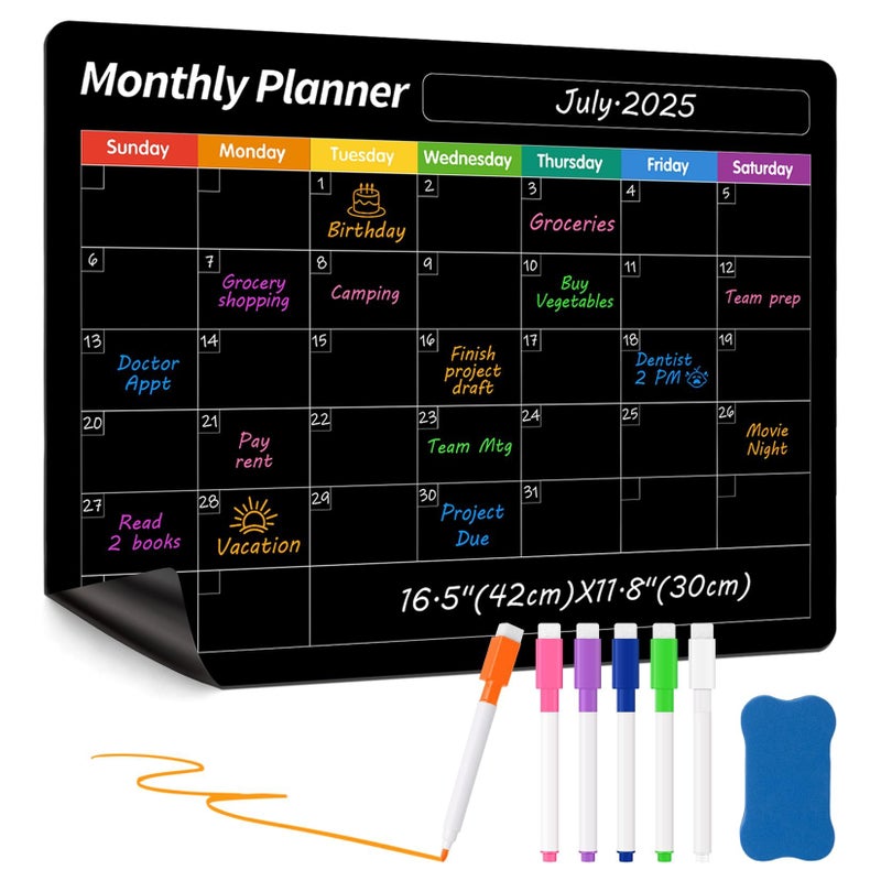 FINDMAG Magnetic Dry Erase Board, Menu Board for Kitchen, Magnetic Calendar for Planner 2025, Monthly Fridge Calendar with 6 Markers & Eraser for Cleaning Schedule and Checklist, Gift-Ready Packaging - Image 1