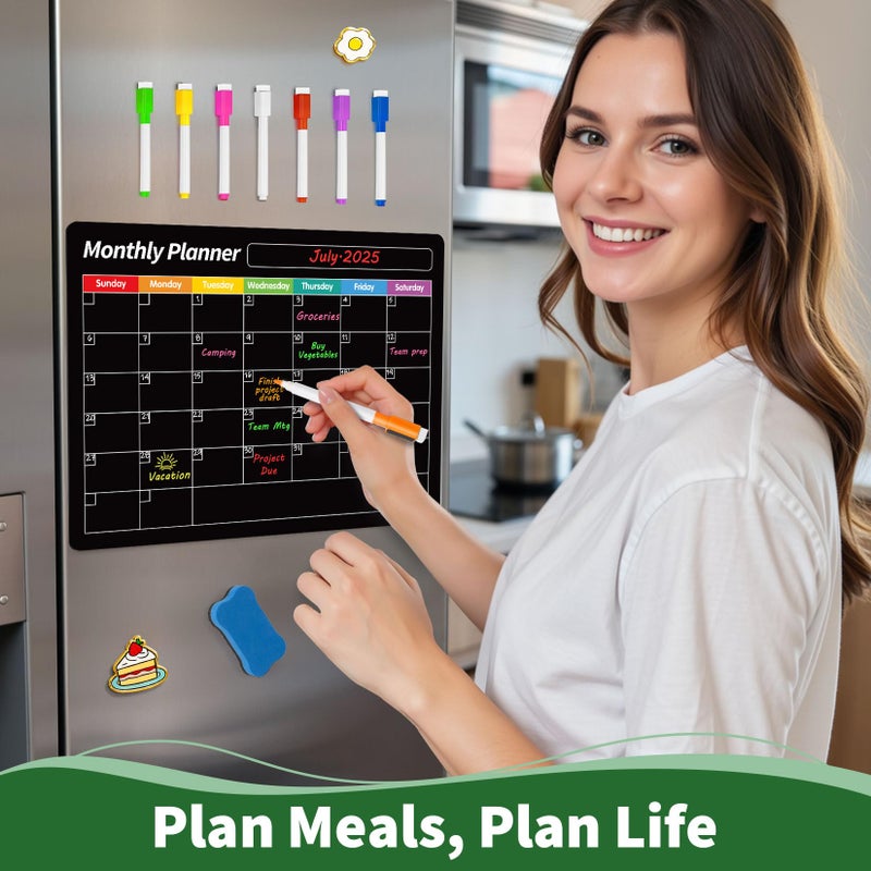 FINDMAG Magnetic Dry Erase Board, Menu Board for Kitchen, Magnetic Calendar for Planner 2025, Monthly Fridge Calendar with 6 Markers & Eraser for Cleaning Schedule and Checklist, Gift-Ready Packaging - Image 3