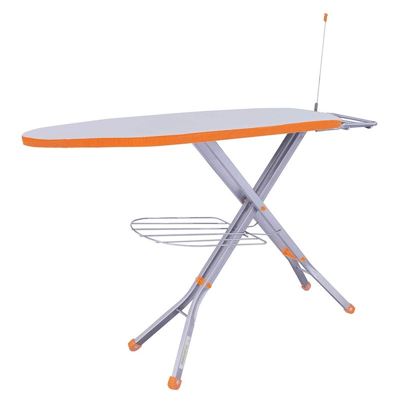 Grazia Steel Mesh Board Large Foldable Ironing Board with Aluminised Ironing Surface (Silver Orange)- 15 inch - Image 1