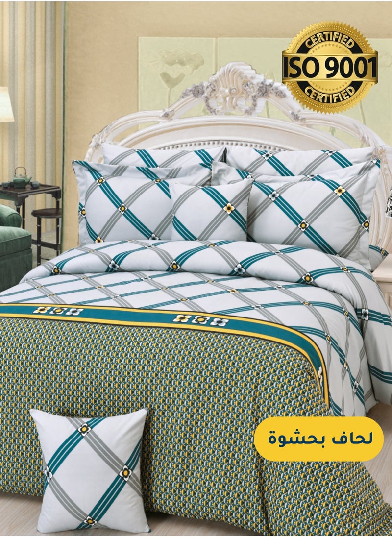 Master Home Textile - Microfiber Printed Comforter Sets, Fits 200 x 200 cm King / Double Size Bed, 8 Pcs, With Soft Filling, Celine Series - Image 1