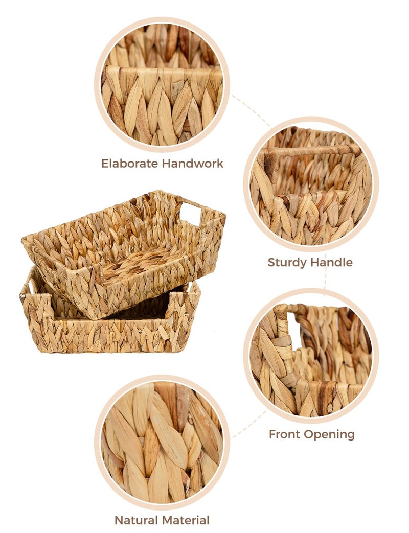StorageWorks Wicker Basket for Pantry Organizers and Storage, Stackable Water Hyacinth Storage Baskets for Pantry Shelves, 2-Pack - Image 4
